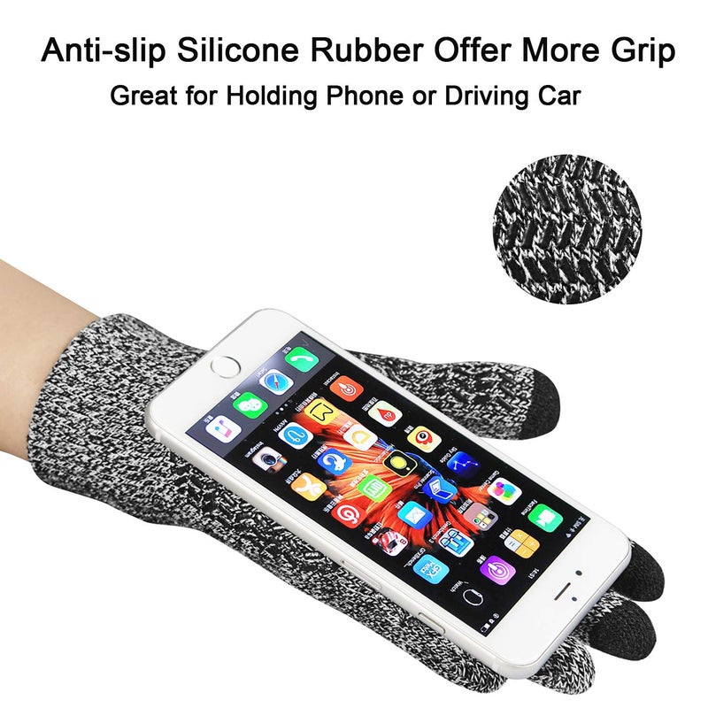 MAYLISACC 3 Pcs Mens Womens Winter Warm Fleece Beanie Hat with Touch Screen Gloves and Neck Warmer Gaiter Set Grey - Image 5